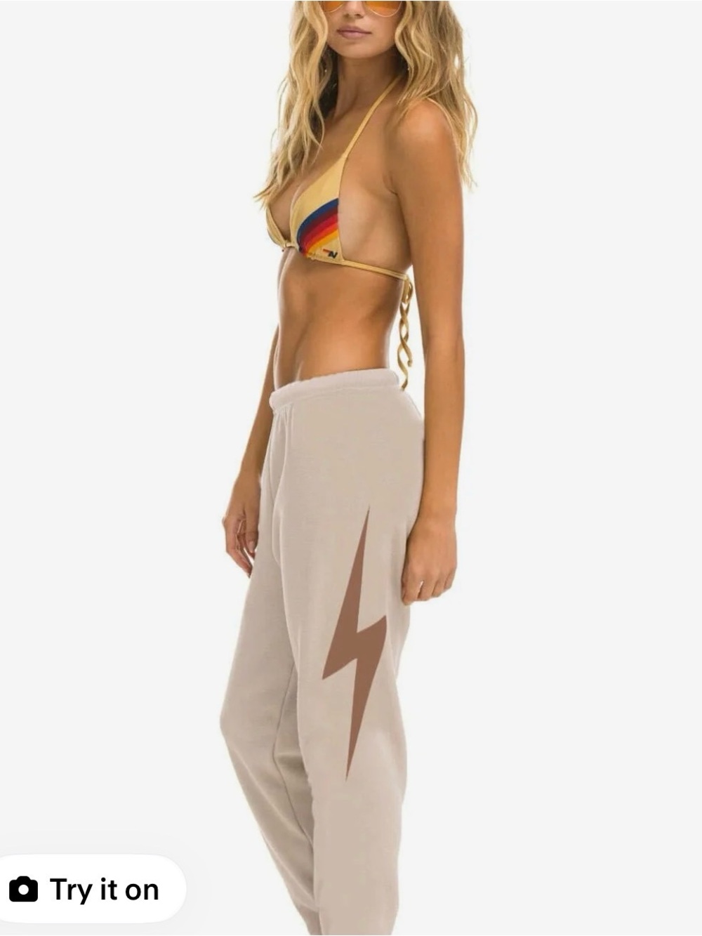 NWT! 🔖 Aviator Nation sand / mocha bolt sweatpants size large $156 retail